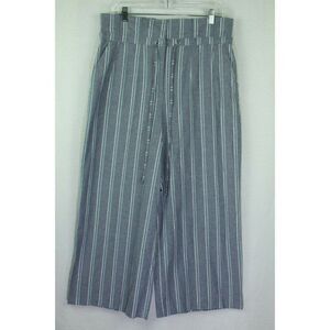 7th Avenue NY & CO Pants Wide Leg Cotton Striped Blue High Waist Women's 14